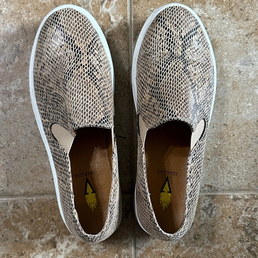 Volatile Snakeskin Patterned Slip-Ons - Picture 1 of 3